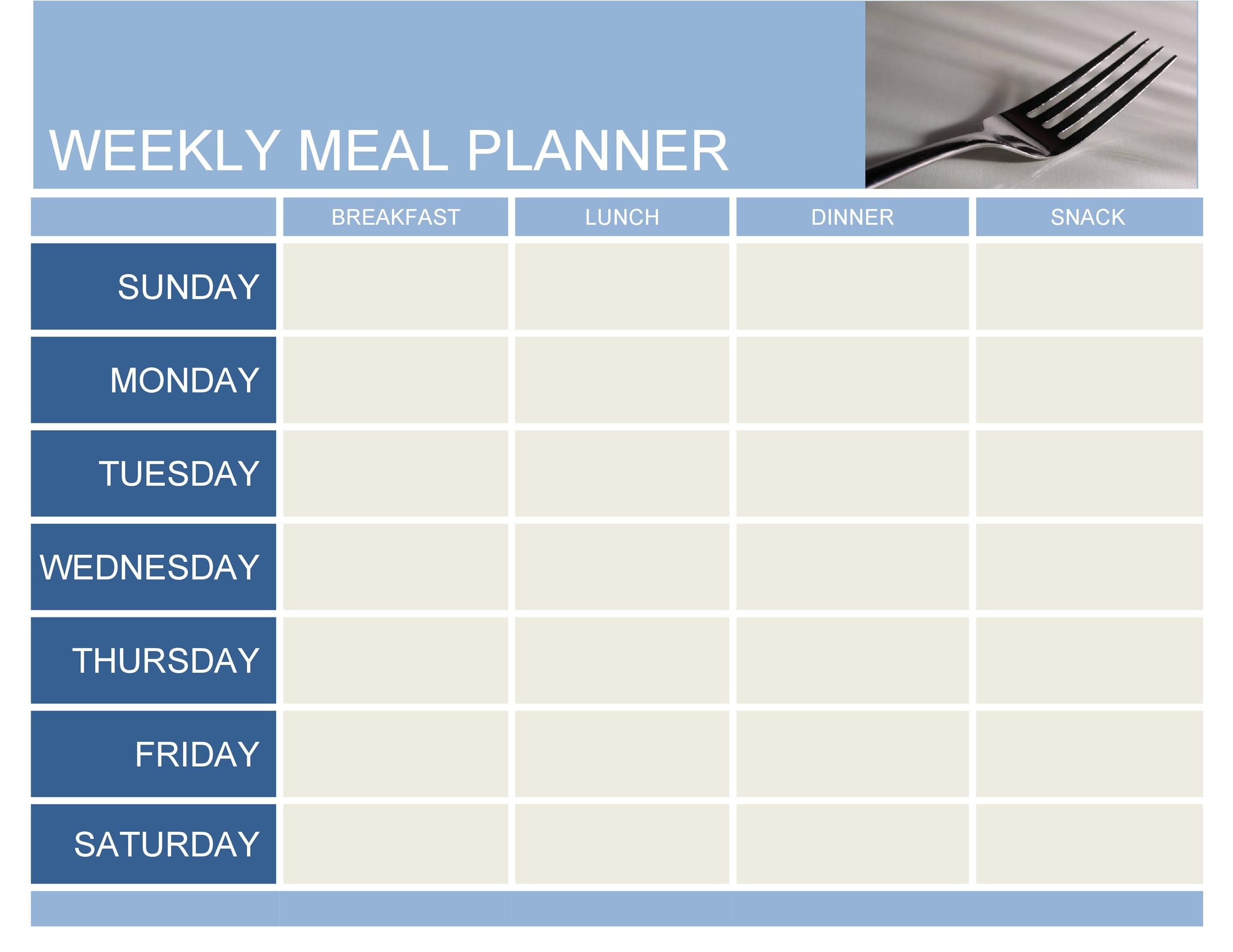 Weekly meal planning board with diverse food options